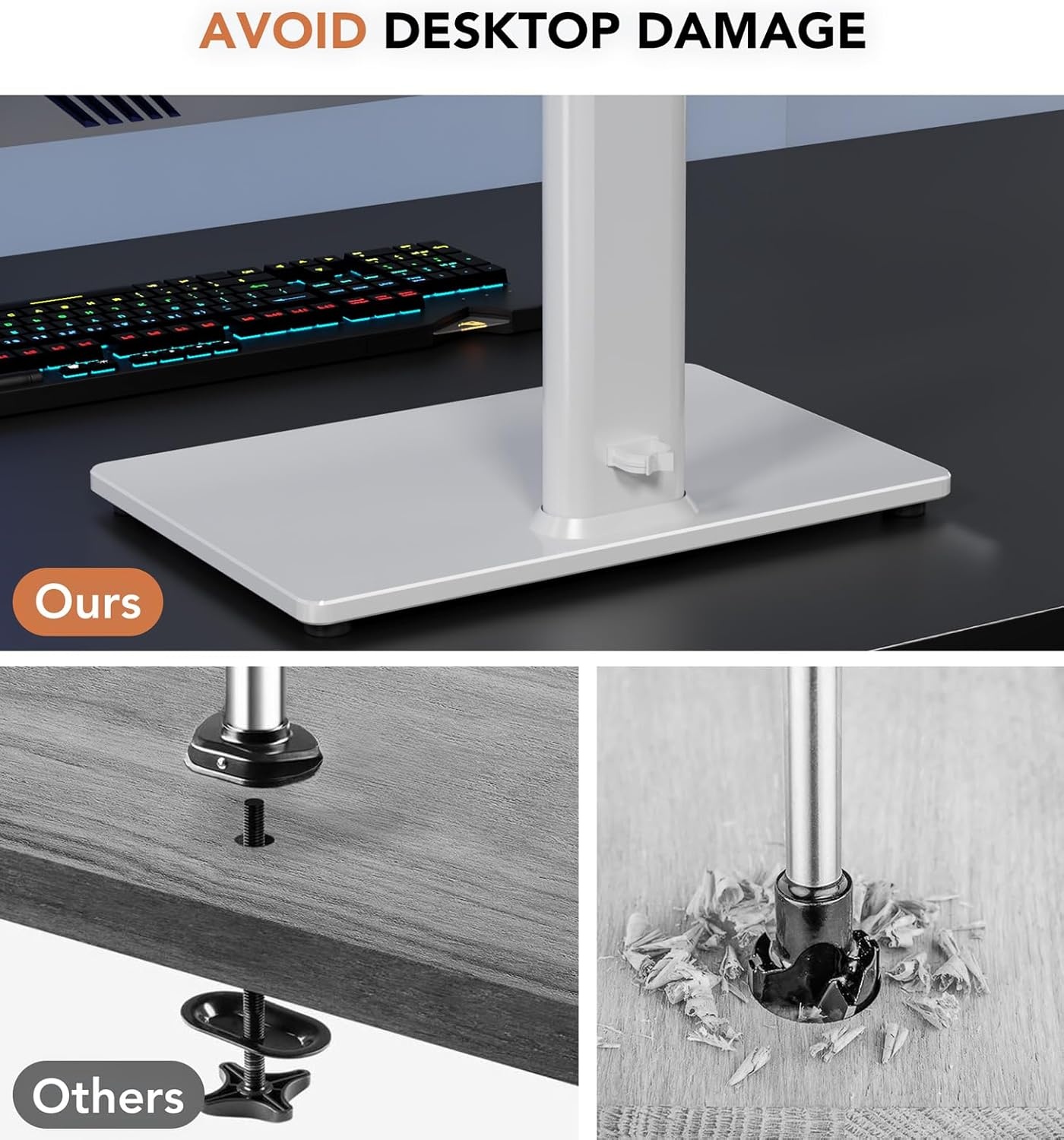 image:imageDual Monitor Stand Vertical Stack Screen FreeStanding Monitor Riser Fits Two 13 to 34 Inch Screen with Swivel Tilt Height Adjustable Holds One 1 Screen up to 44Lbs HT05W002 WhiteWhite