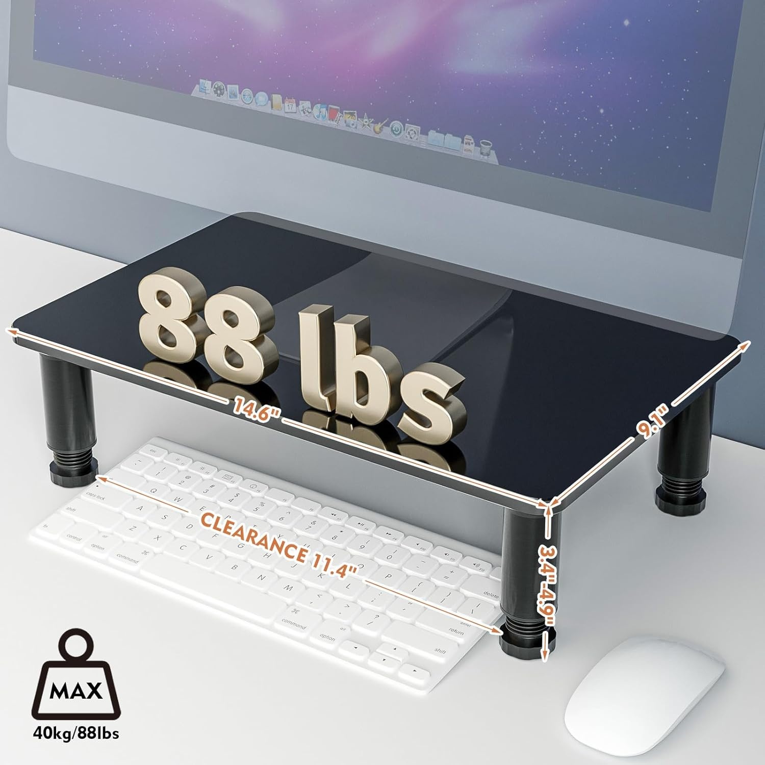 image:imageHemudu Clear Computer Monitor Stand Riser with Height Adjustable Multi Media Desktop Stand for Flat Screen LCD LED LaptopNotebookXbox OneHD01T002Black