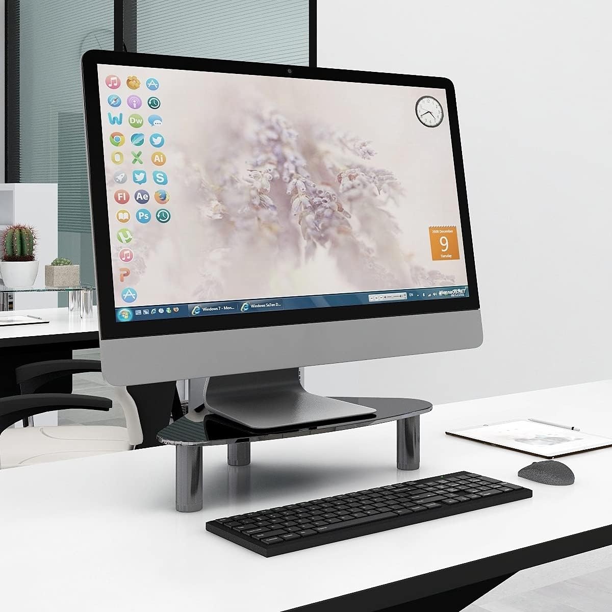 image:imageHemudu Clear Glass Computer Monitor Riser Triangle Desktop Universal Corner Stand for Computer Monitor amp Laptop HD01T003black