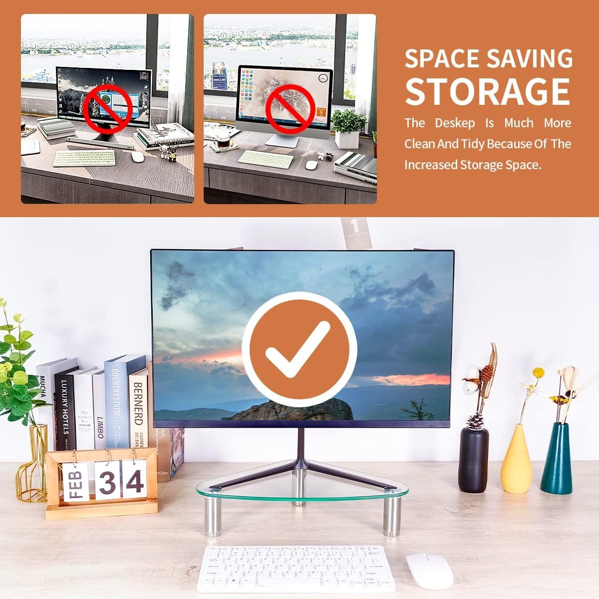 image:imageHemudu Clear Glass Computer Monitor Riser Triangle Desktop Universal Corner Stand for Computer Monitor amp Laptop HD01T003clear