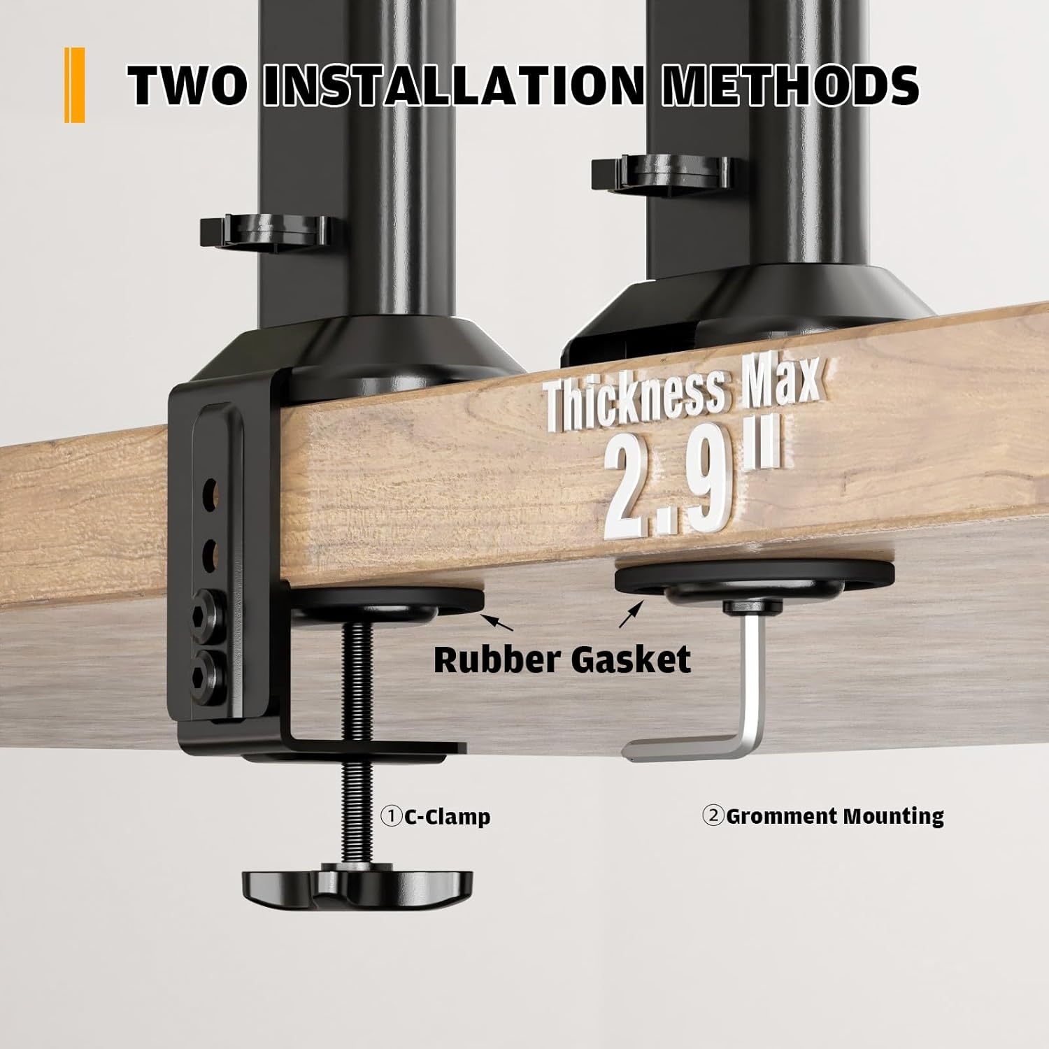 image:imageHemudu Dual Monitor Articulating Desk Mount Arm Stand Vertical Stack Screen Supports Two 13 to 34 Inch Computer Monitors with C Clamp WhiteBlack