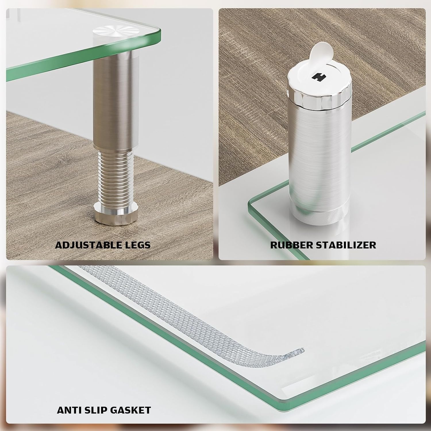 image:imageHemudu Dual Monitor Stand Adjustable Length and Angle Dual Monitor Riser Desktop Organizer for PC Computer Laptop Clear