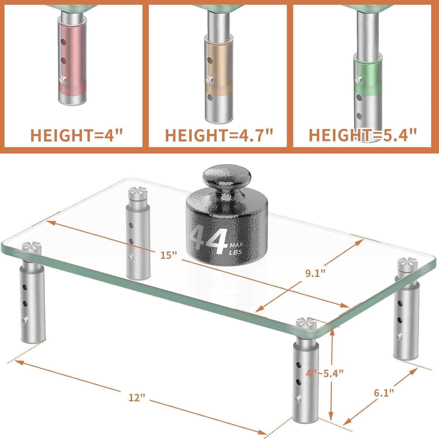image:imageHemudu Monitor Stand 3 Adjustable Height Monitor Riser Computer Monitor Stand Desktop Organizer Monitor Stand Riser for PC Computer Laptop Clear1 Pcs computer monitor stand
