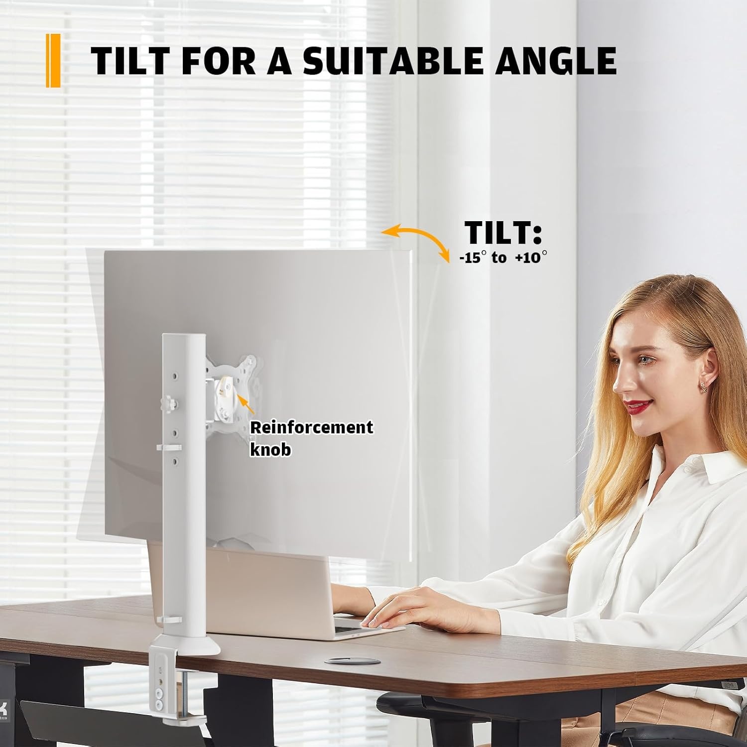 image:imageHemudu Single Desk Monitor Arm Mount Stand Fit for 13 inch to 32 inch Flat Curved Computer Screen with Swivel Height Adjustable RotationHolds up to 77lbs White1332 inches