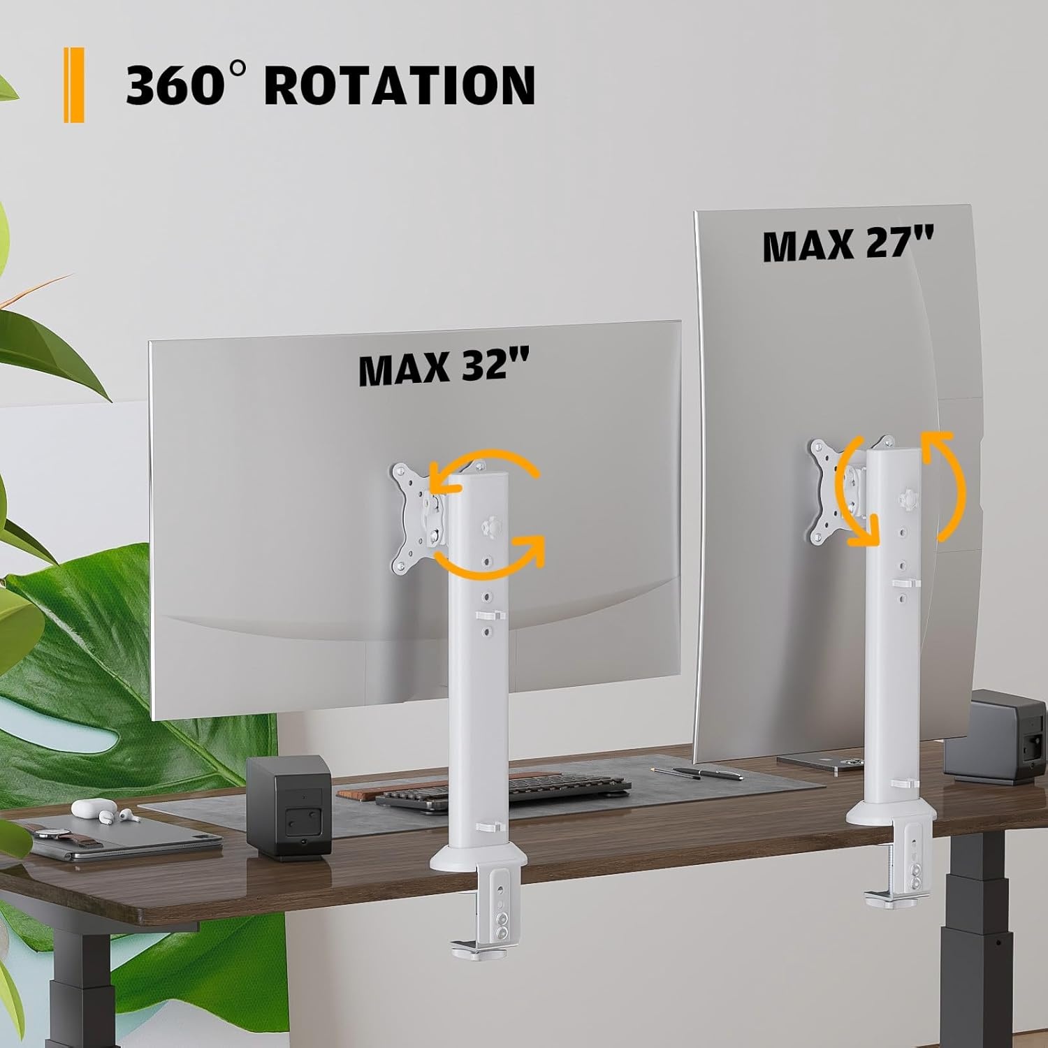 image:imageHemudu Single Desk Monitor Arm Mount Stand Fit for 13 inch to 32 inch Flat Curved Computer Screen with Swivel Height Adjustable RotationHolds up to 77lbs White1332 inches