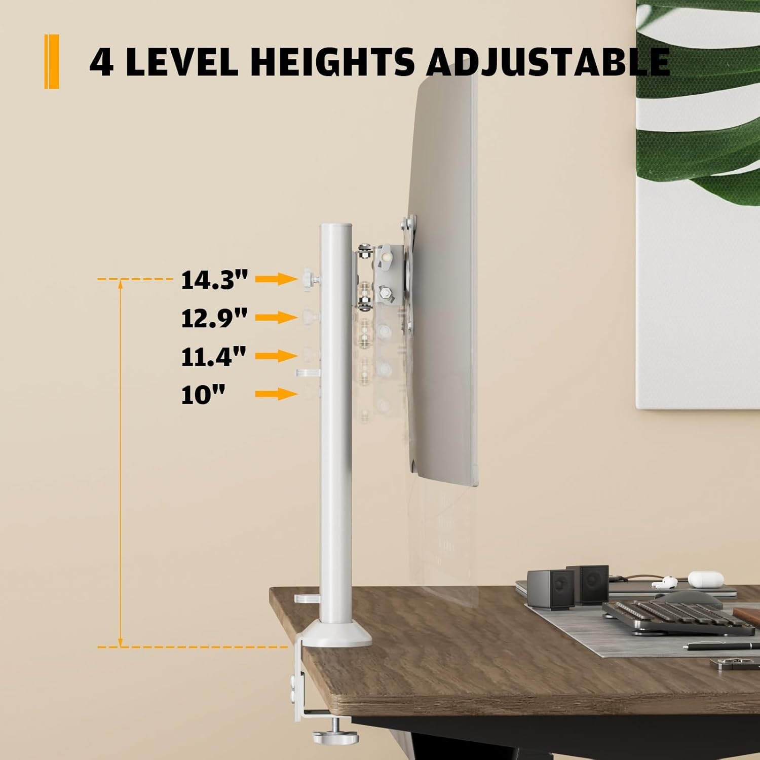 image:imageHemudu Single Desk Monitor Arm Mount Stand Fit for 13 inch to 32 inch Flat Curved Computer Screen with Swivel Height Adjustable RotationHolds up to 77lbs White1332 inches