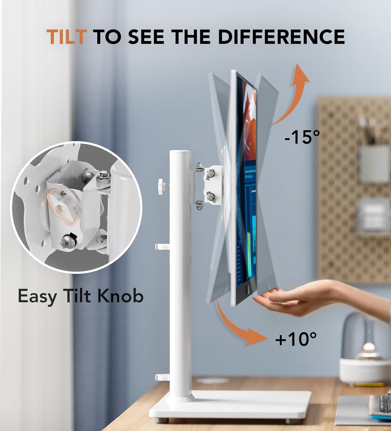 image:imageSingle LCD Computer Monitor FreeStanding Desk Stand Mount Riser for 13 inch to 32 inch screen with Swivel Height Adjustable Rotation Vesa Base Stand Holds One 1 Screen up to 77LbsHT05B001White
