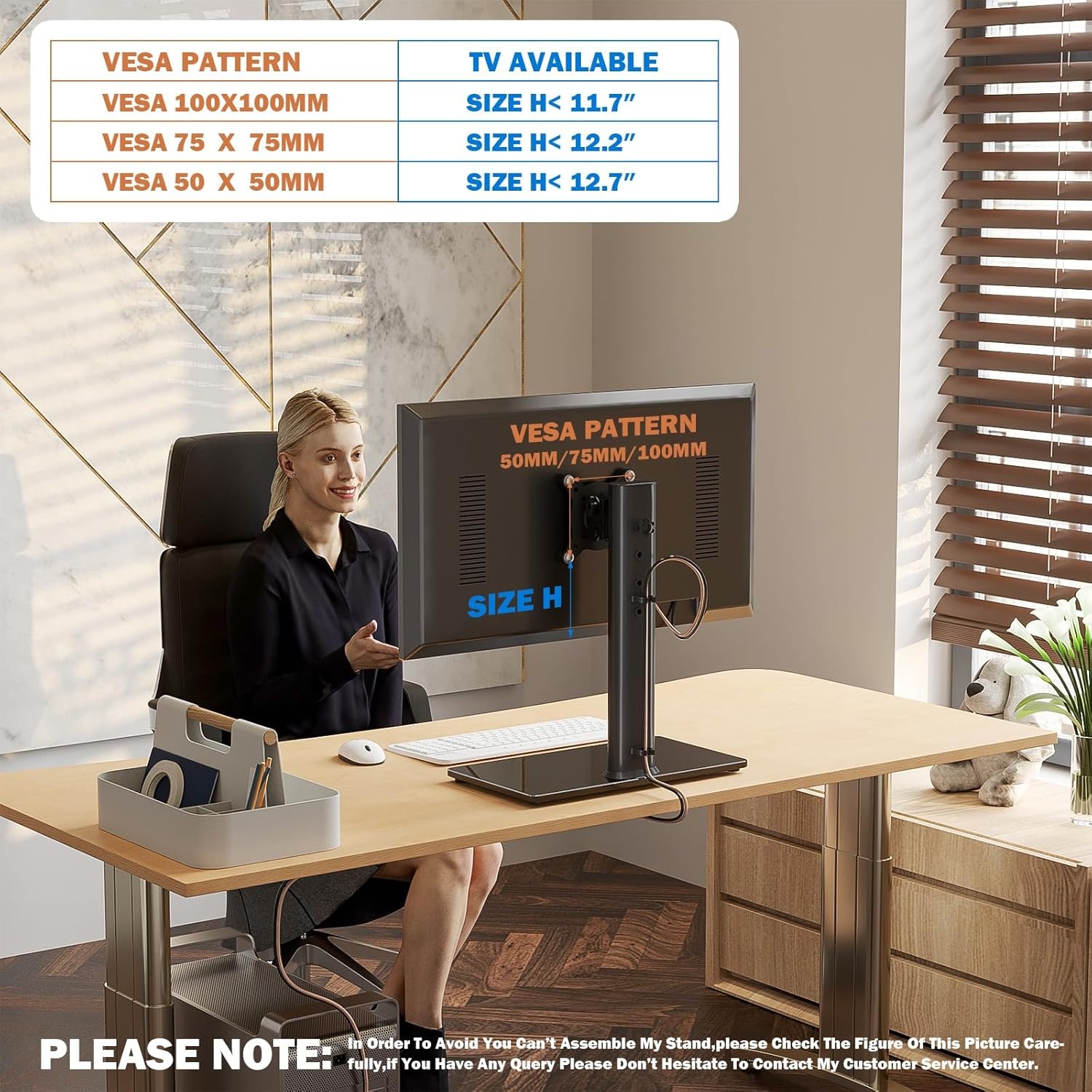 image:imageSingle LCD Computer Monitor FreeStanding Desk Stand Mount Riser for 13 inch to 32 inch screen with Swivel Height Adjustable Rotation Vesa Base Stand Holds One 1 Screen up to 77LbsHT05B001Black