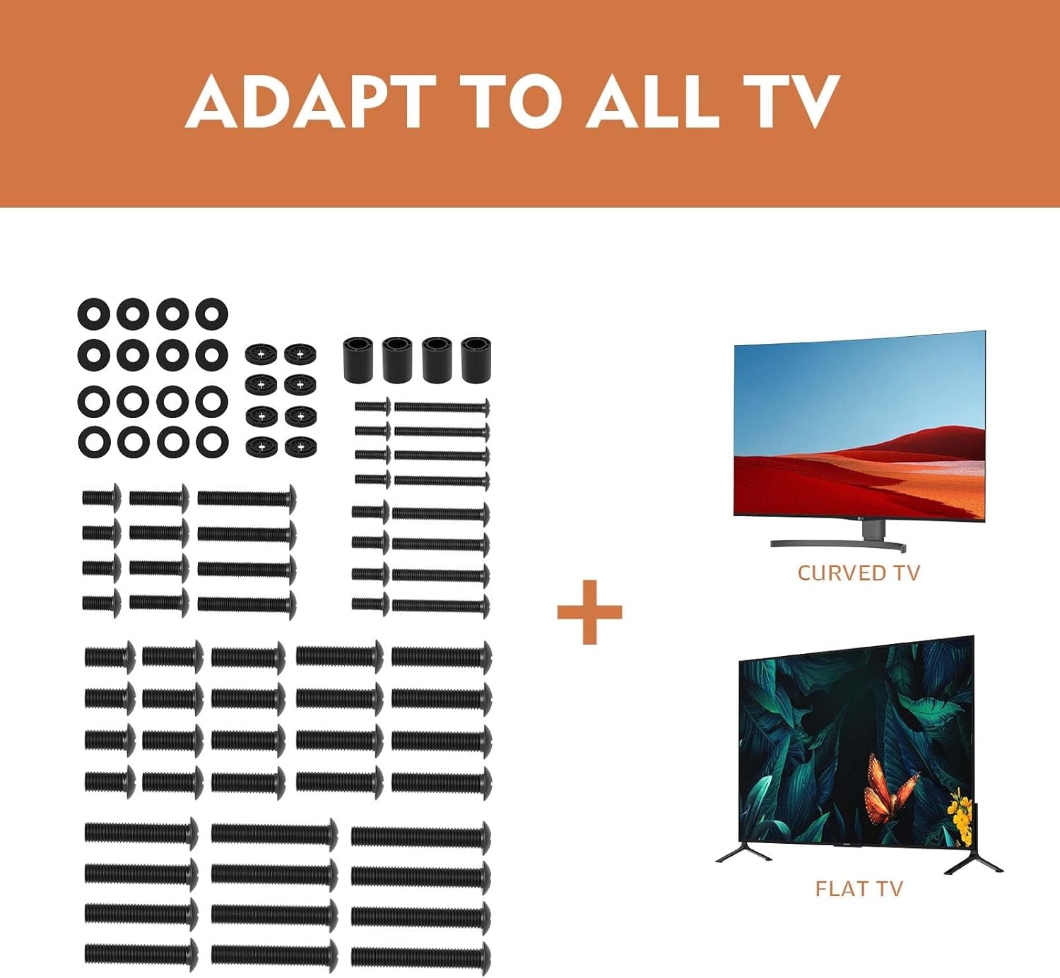 image:imageTV Mount Screws Universal TV Installation Hardware Kit Includes M4 M5 M6 M8 Sets Screws and Spacers for Samsung Vizio LG TCL Sony Sharp Philips Panasonic amp More Up to 100 HTA001Black