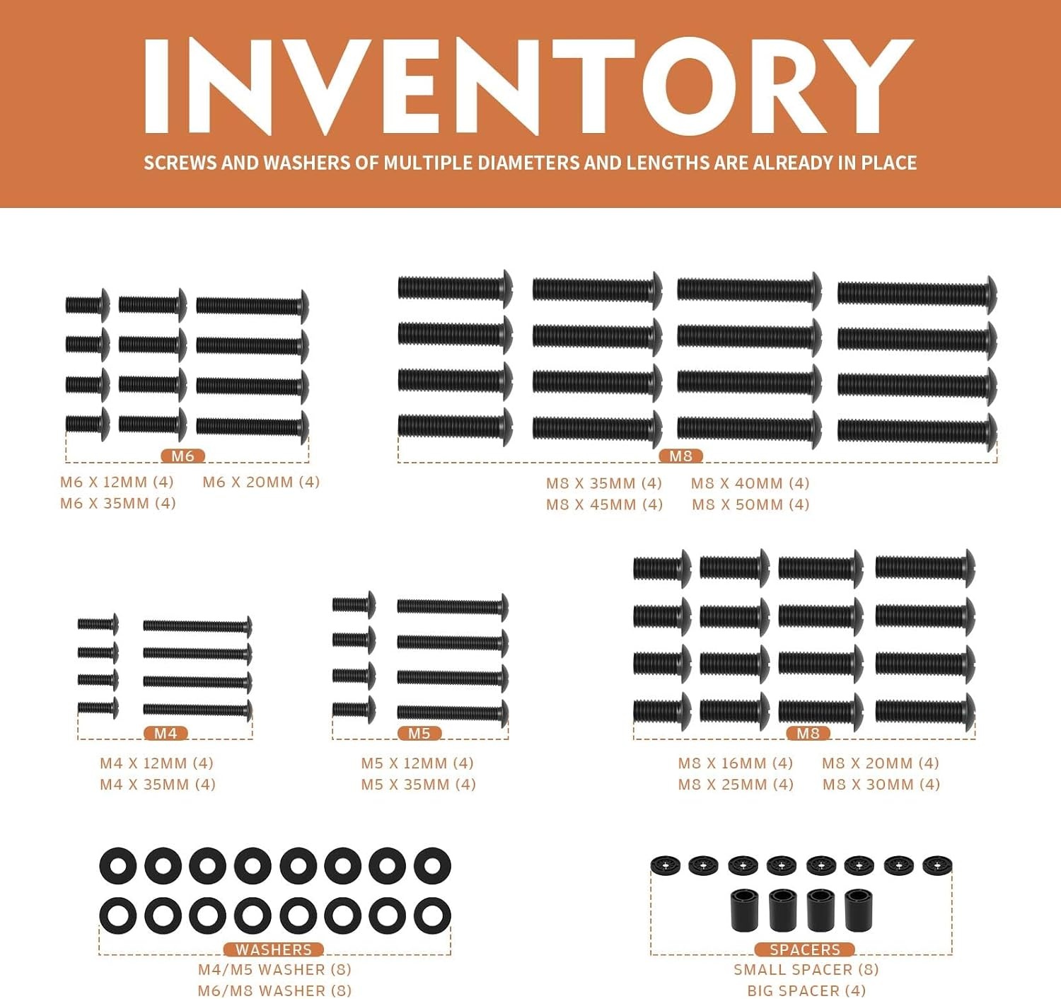 image:imageTV Mount Screws Universal TV Installation Hardware Kit Includes M4 M5 M6 M8 Sets Screws and Spacers for Samsung Vizio LG TCL Sony Sharp Philips Panasonic amp More Up to 100 HTA001Black