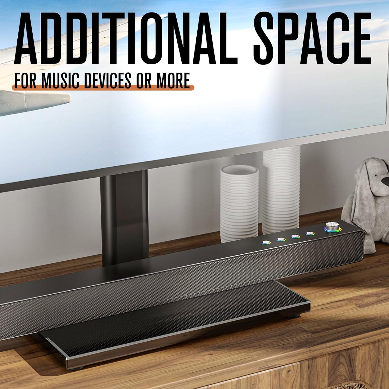 image:imageUniversal Swivel TV Stand Table Top TV Stand for 2760 inch LCD LED TVs Height Adjustable TV Base Stand with Tempered Glass Base amp Wire Management VESA 400x400mm HT06B002