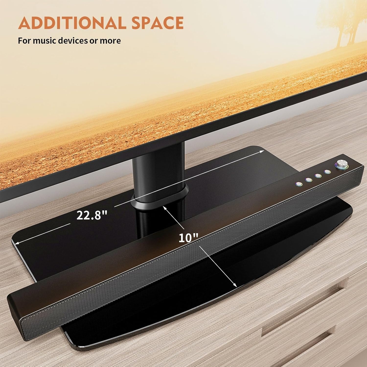 image:imageUniversal Swivel TV StandBase Table Top TV Stand 32 to 65 inch TVs 80 Degree Swivel 4 Level Height Adjustable Heavy Duty Tempered Glass Base Holds up to 88lbs Screens HT04B0024086 SWIVEL TV STAND