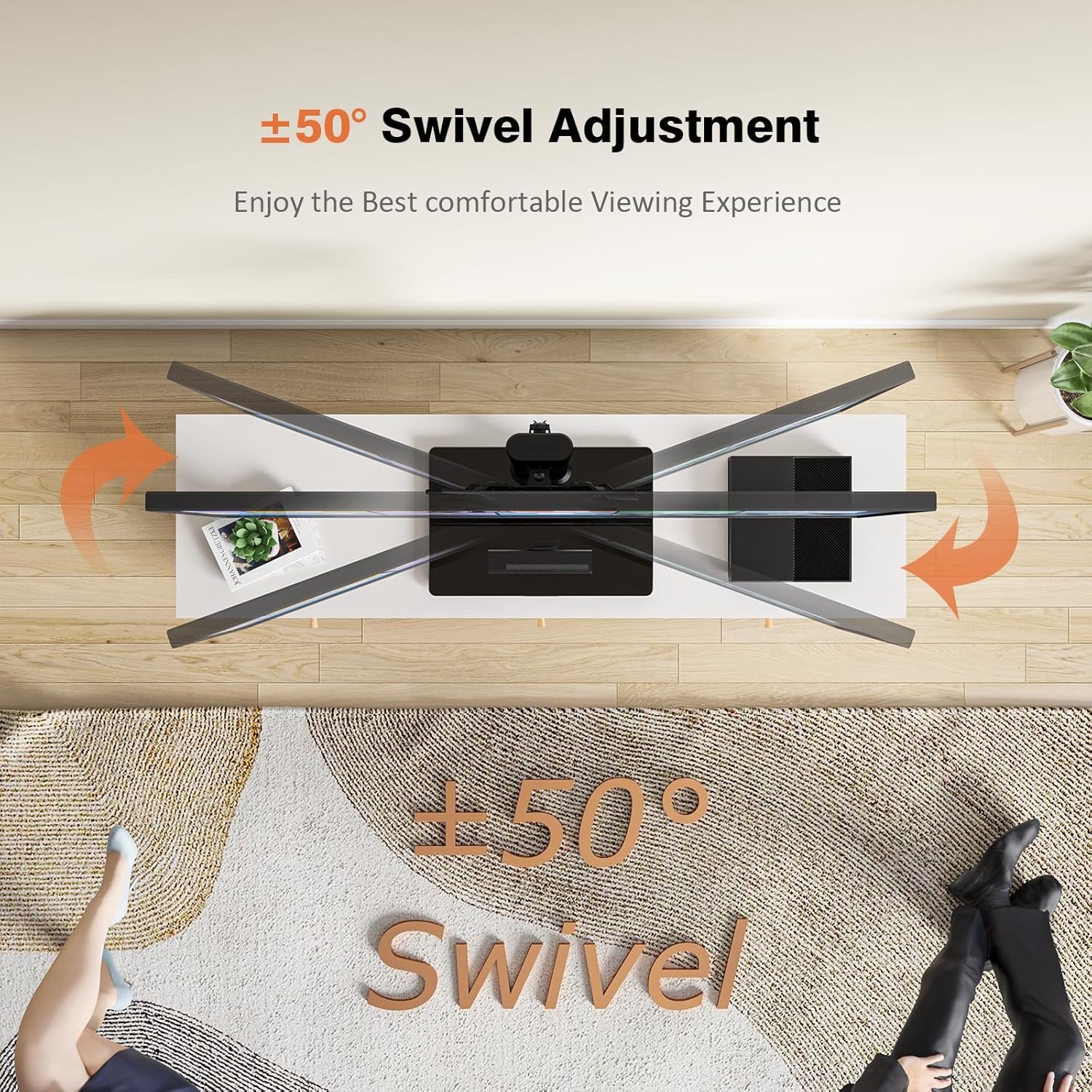 image:imageUniversal Swivel TV StandBase Table Top TV Stand for 13 to 32 inch TVs with 100 Degree Swivel 4 Level Height Adjustable Heavy Duty Tempered Glass Base Holds up to 77lbs HT07B0011339 HT07B002P