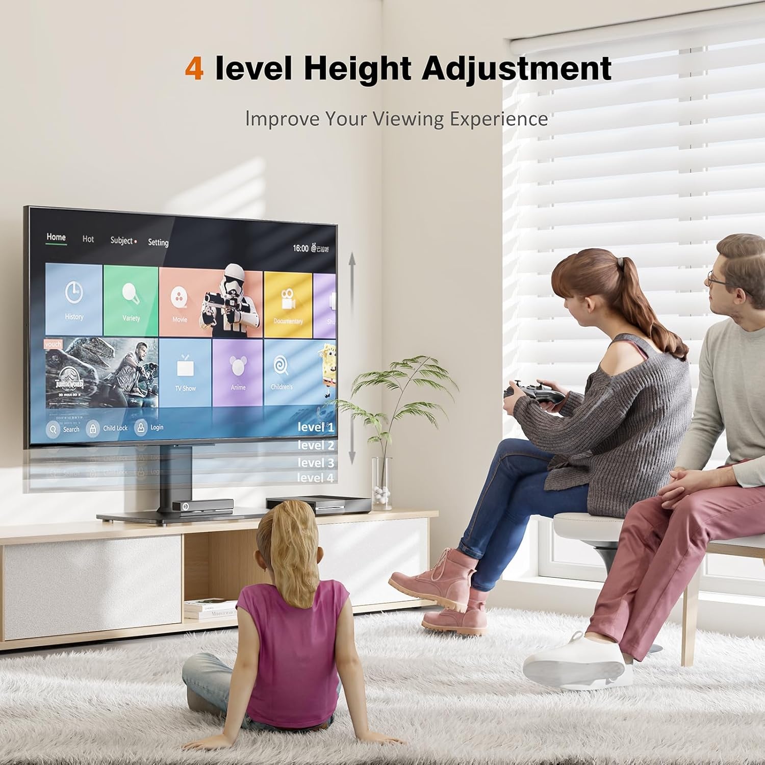 image:imageUniversal Swivel TV StandBase Table Top TV Stand for 13 to 32 inch TVs with 100 Degree Swivel 4 Level Height Adjustable Heavy Duty Tempered Glass Base Holds up to 77lbs HT07B0011339 HT07B002P