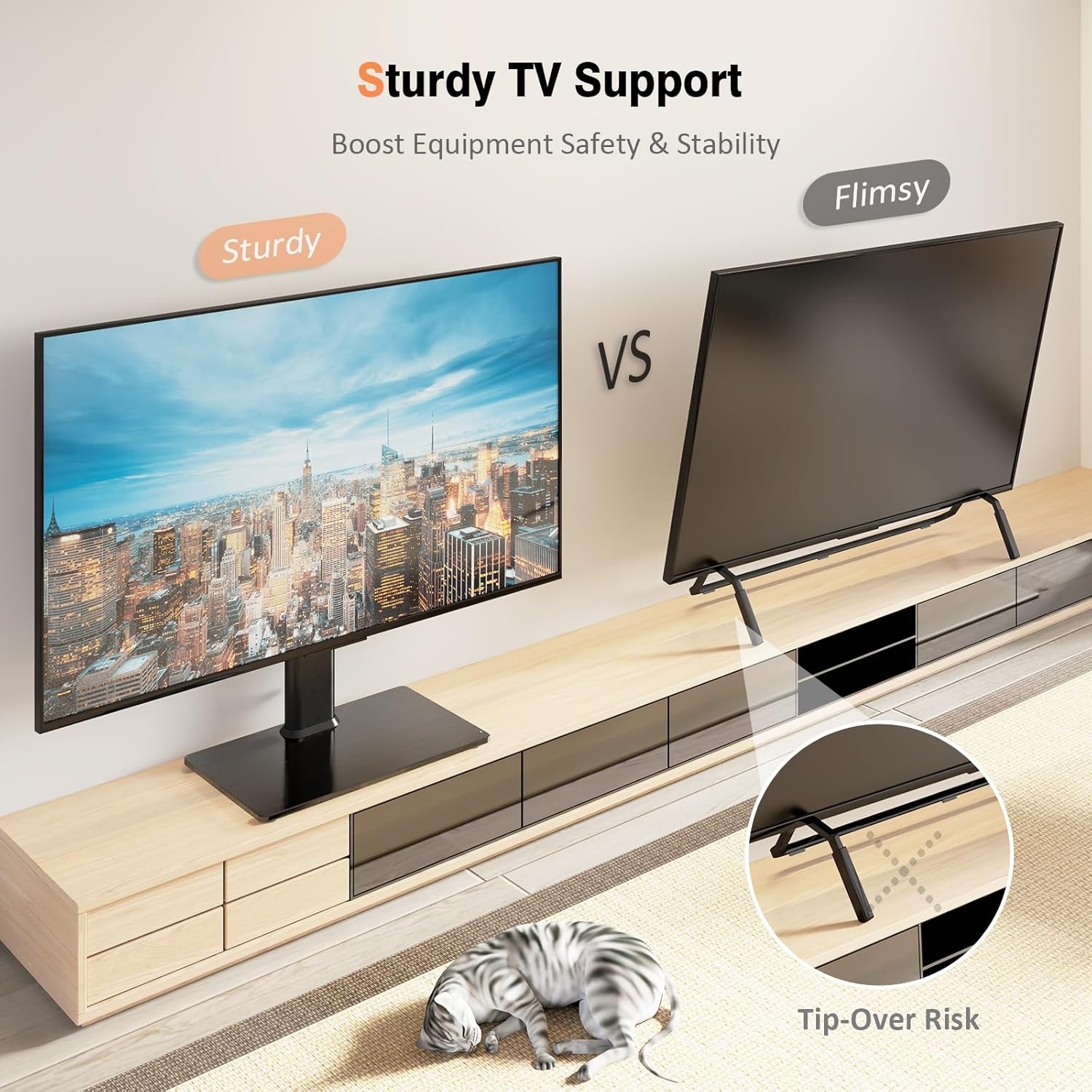 image:imageUniversal Swivel TV StandBase Table Top TV Stand for 13 to 32 inch TVs with 100 Degree Swivel 4 Level Height Adjustable Heavy Duty Tempered Glass Base Holds up to 77lbs HT07B0011339 HT07B002P
