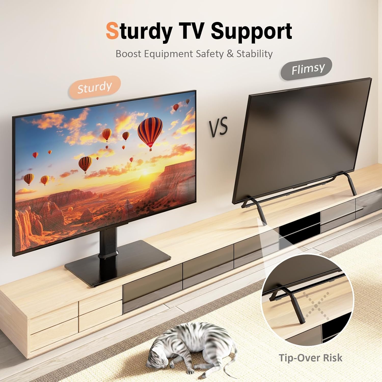 image:imageUniversal Swivel TV StandBase Table Top TV Stand for 13 to 32 inch TVs with 100 Degree Swivel 4 Level Height Adjustable Heavy Duty Tempered Glass Base Holds up to 77lbs HT07B0011332 HT07B001
