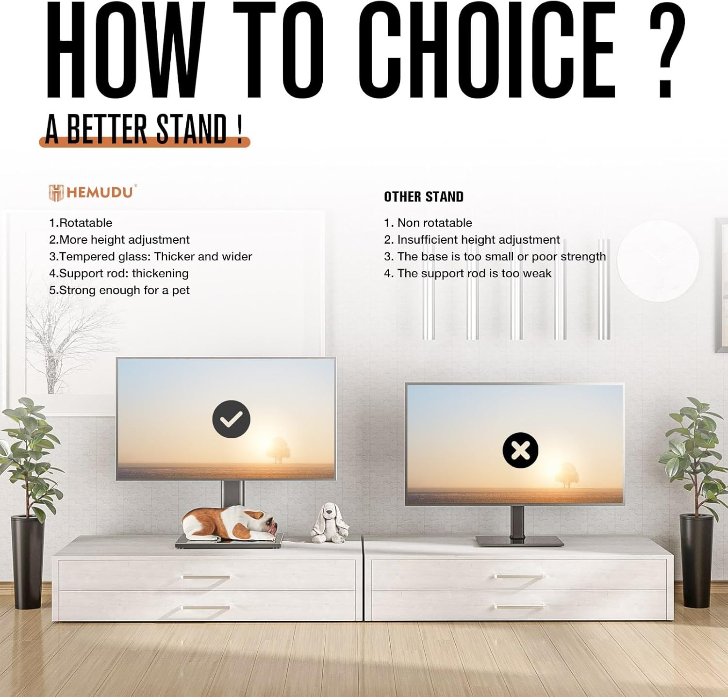 image:imageUniversal TV StandBase Table Top TV Stand with Wall Mount for Most 27 30 32 39 40 42 43 49 50 55 60 Inch LCD LED Plasma Flat Screen TVs Vesa Mount Holds up to 88 lbs 9 Level Height Adjustable2760 UNIVERSAL TABLETOP TV STAND