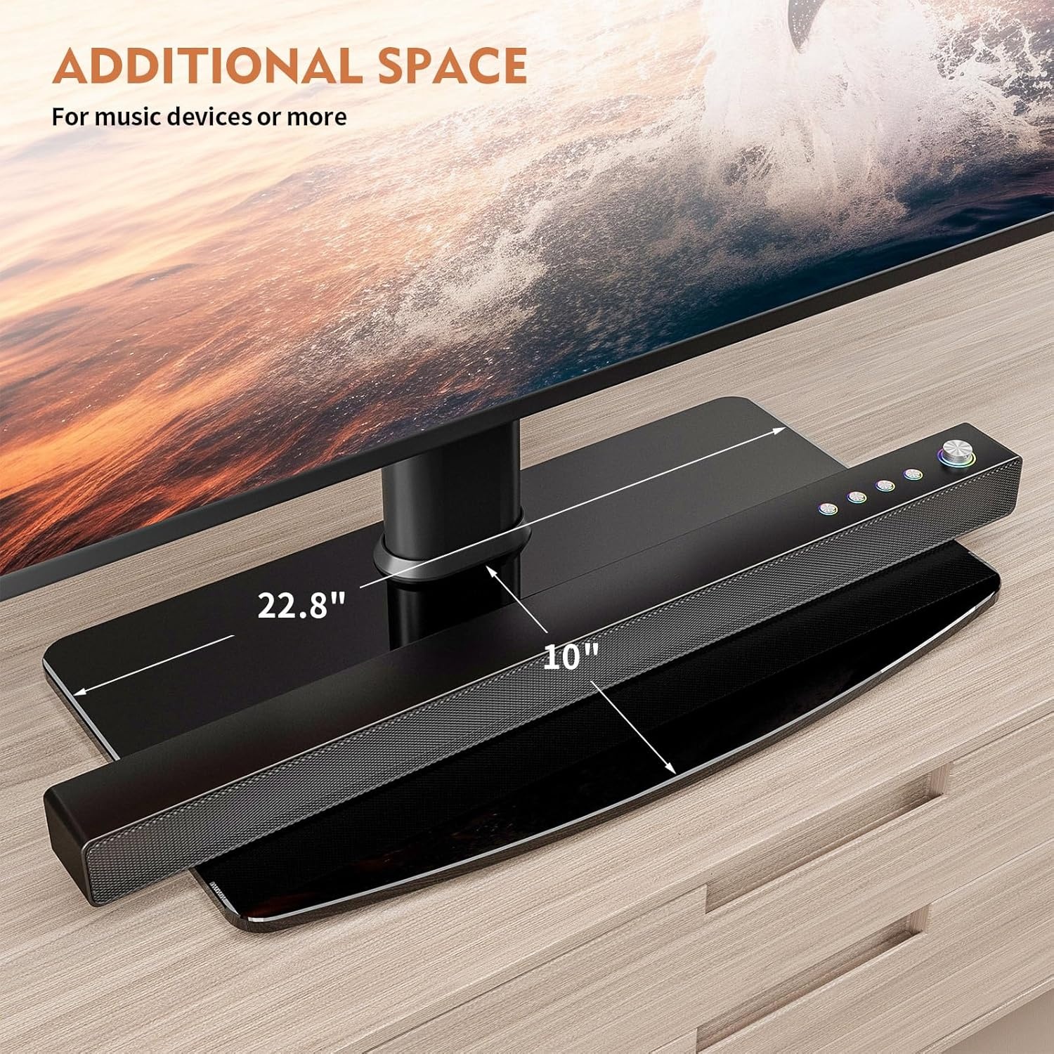 image:imageUniversal TV StandBase Tabletop TV Stand with Wall Mount for 40 to 86 inch 5 Level Height Adjustable Heavy Duty Tempered Glass Base Holds up to 132lbs Screens HT03B003