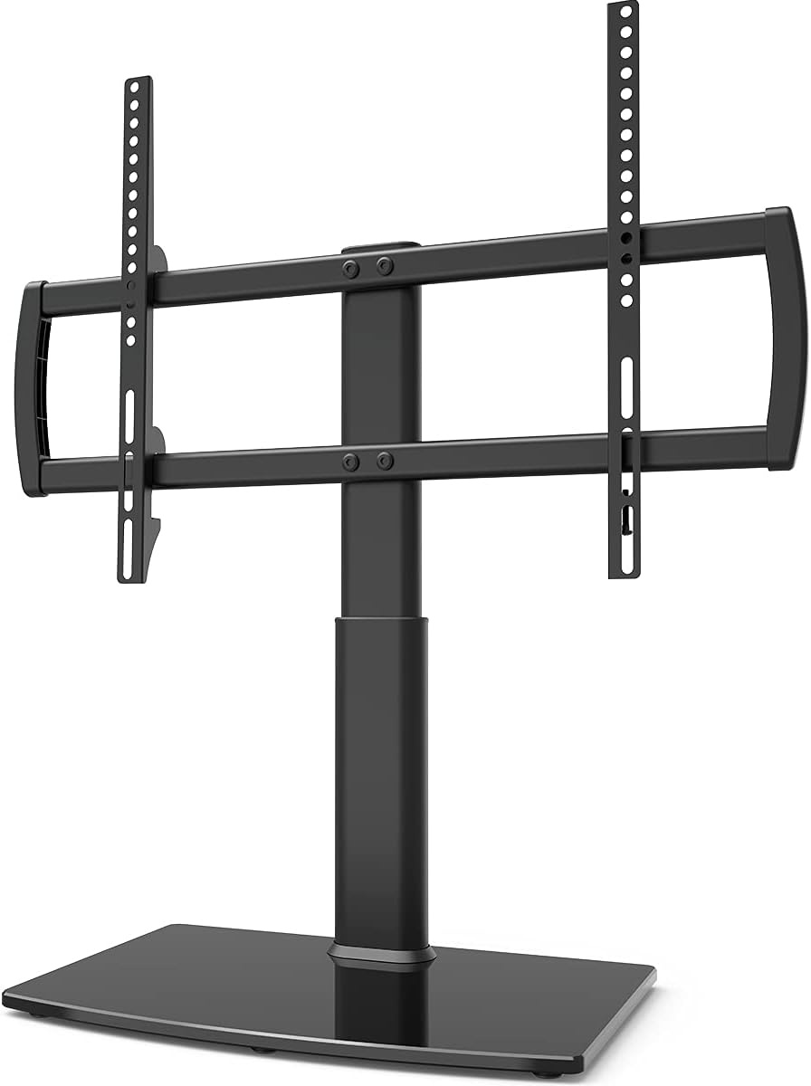 image:imageUniversal Tabletop TV Stand with Wall Mount for 32 to 70 inch 4 Level Height Adjustable Heavy Duty Tempered Glass Base Holds up to 110lbs Screens HT03B0023270 Universal Tabletop TV Stand