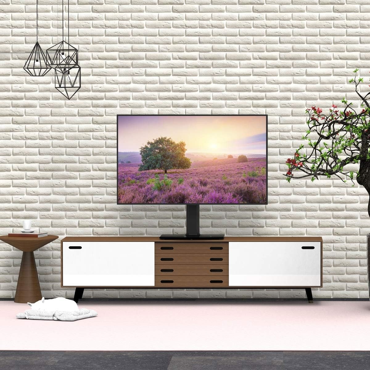 image:imageUniversal Tabletop TV Stand with Wall Mount for 32 to 70 inch 4 Level Height Adjustable Heavy Duty Tempered Glass Base Holds up to 110lbs Screens HT03B002Small