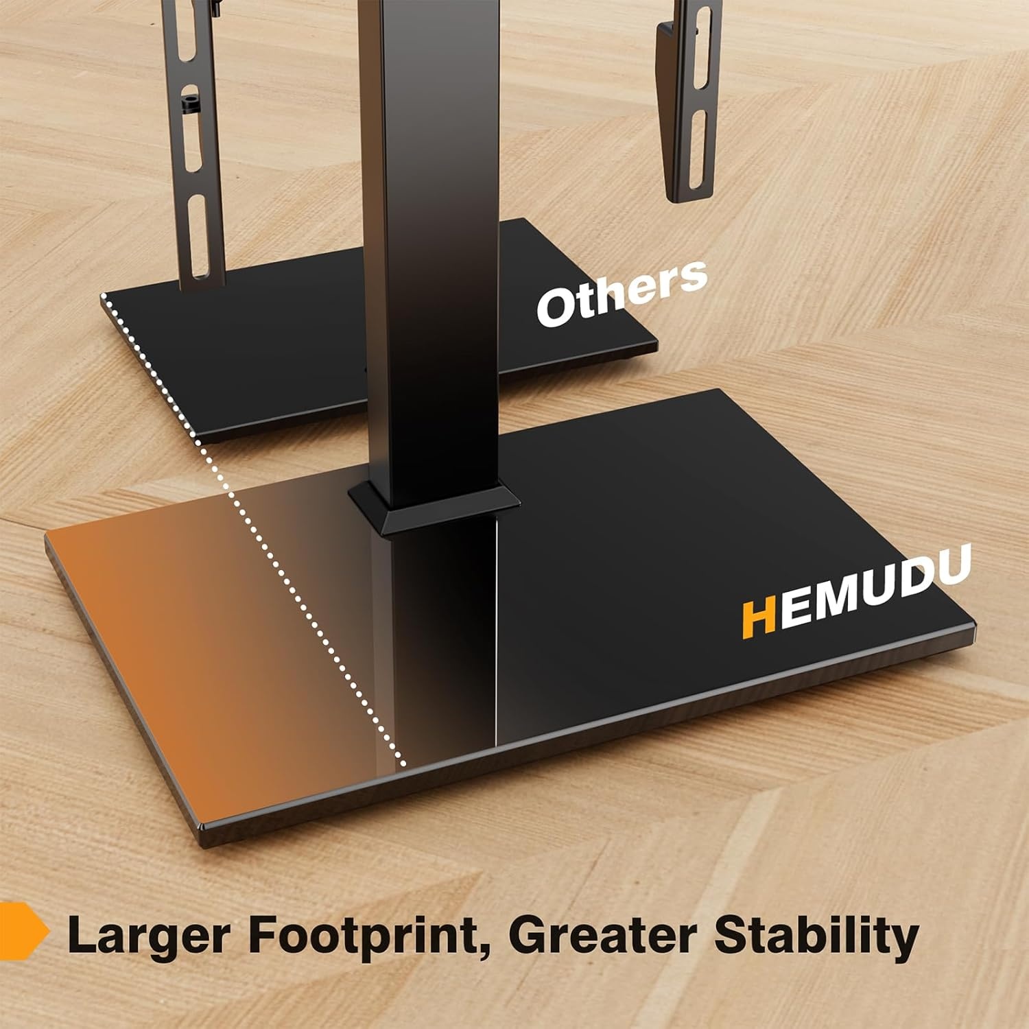 image:imageUniversal Tabletop TV Stand with Wall Mount for 32 to 70 inch 4 Level Height Adjustable Heavy Duty Tempered Glass Base Holds up to 110lbs Screens HT03B0022760 Universal Tabletop TV Stand