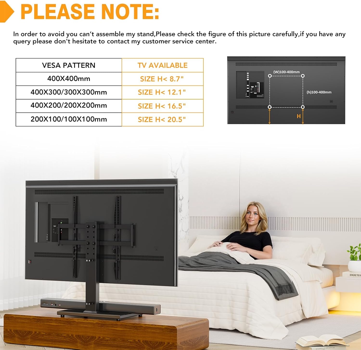 image:imageUniversal Tabletop TV Stand with Wall Mount for 32 to 70 inch 4 Level Height Adjustable Heavy Duty Tempered Glass Base Holds up to 110lbs Screens HT03B0022760 Universal Tabletop TV Stand