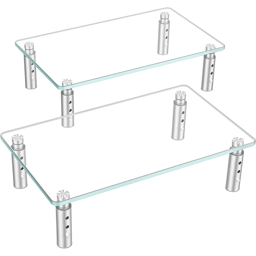 image:imageHemudu Monitor Stand 3 Adjustable Height Monitor Riser Computer Monitor Stand Desktop Organizer Monitor Stand Riser for PC Computer Laptop Clear2 Pcs computer monitor stand
