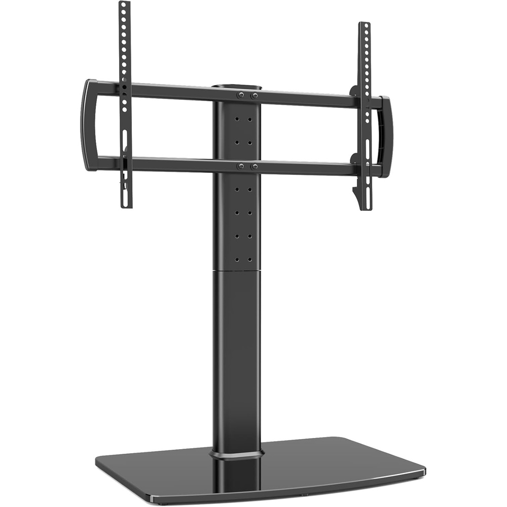 image:imageUniversal Swivel TV StandBase Table Top TV Stand 32 to 65 inch TVs 80 Degree Swivel 4 Level Height Adjustable Heavy Duty Tempered Glass Base Holds up to 88lbs Screens HT04B0024086 SWIVEL TV STAND