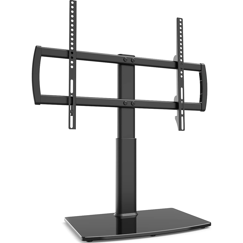 image:imageUniversal Tabletop TV Stand with Wall Mount for 32 to 70 inch 4 Level Height Adjustable Heavy Duty Tempered Glass Base Holds up to 110lbs Screens HT03B0023270 Universal Tabletop TV Stand