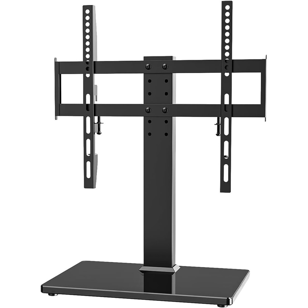 image:imageUniversal Tabletop TV Stand with Wall Mount for 32 to 70 inch 4 Level Height Adjustable Heavy Duty Tempered Glass Base Holds up to 110lbs Screens HT03B0022760 Universal Tabletop TV Stand