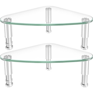 image:imageHemudu 2 Pack Computer Monitor Riser  Triangle Save Space Desktop Corner Stand for Computer Monitor amp Laptop Black HD01B203clear