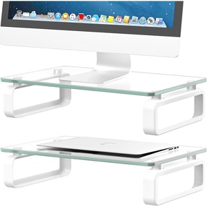 image:imageHemudu Dual Monitor Stand Computer Monitor Stand Desktop Organizer Monitor Stand Riser for PC Computer Laptop Clear HD02T301Dual Monitor stand
