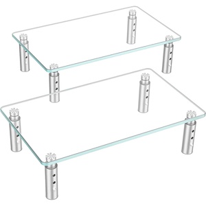 image:imageHemudu Monitor Stand 3 Adjustable Height Monitor Riser Computer Monitor Stand Desktop Organizer Monitor Stand Riser for PC Computer Laptop Clear2 Pcs computer monitor stand