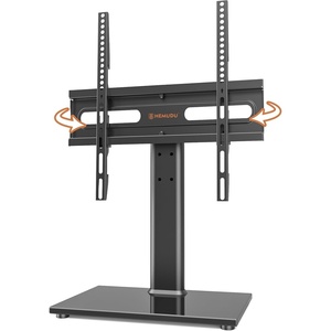 image:imageUniversal Swivel TV Stand  Table Top TV Stand for 2760 inch LCD LED TVs  Height Adjustable TV Base Stand with Tempered Glass Base amp Wire Management VESA 400x400mm HT06B002