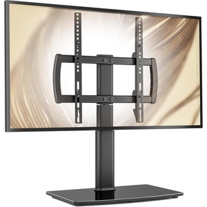 image:imageUniversal SwivelTable Top TV Stand 27 to 60 inch TVs 80 Degree Swivel 4 Level Height Adjustable Heavy Duty Tempered Glass Base Holds up to 99lbs Screens HT04B0012760 Universal Swivel TV Stand