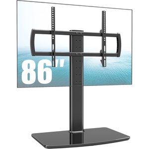 image:imageUniversal TV StandBase Tabletop TV Stand with Wall Mount for 40 to 86 inch 5 Level Height Adjustable Heavy Duty Tempered Glass Base Holds up to 132lbs Screens HT03B003