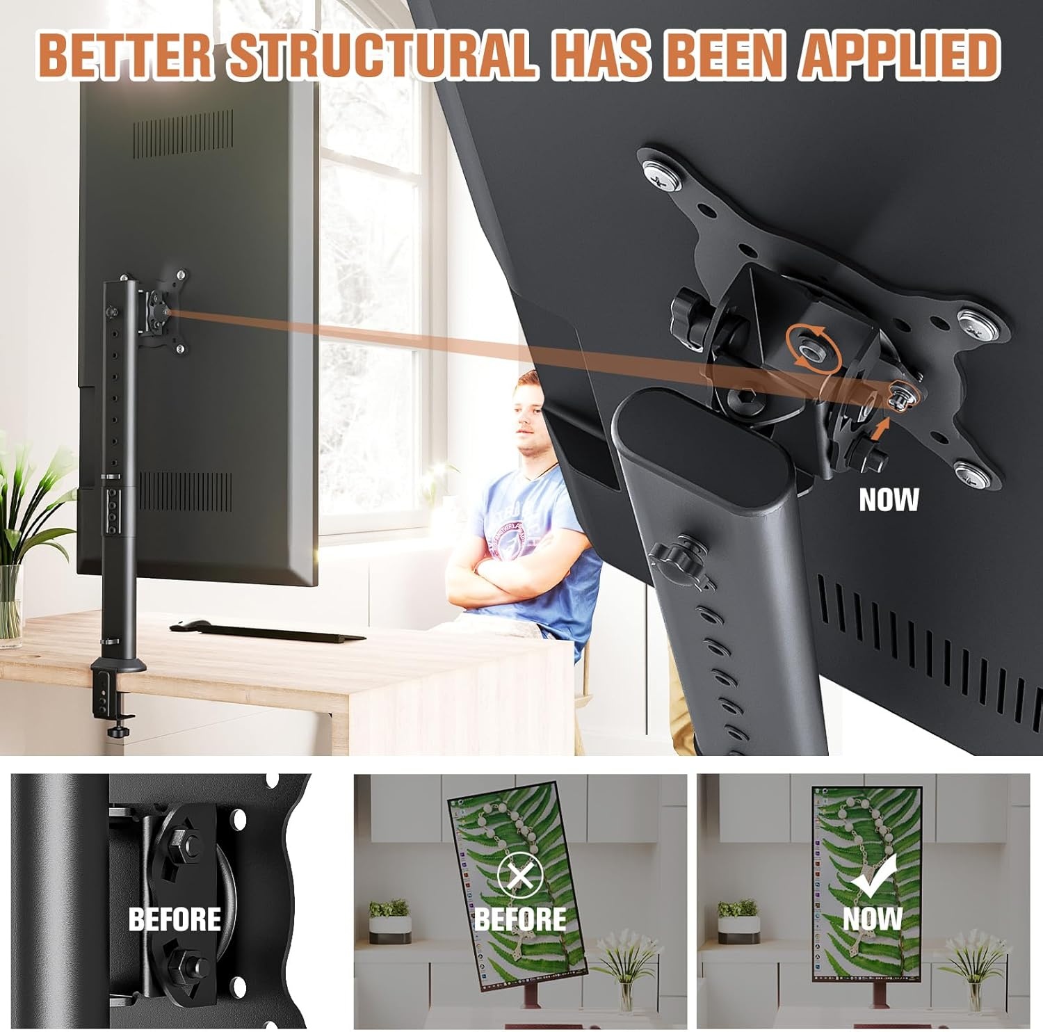 image:imageHEMUDU Single Desk Monitor Arm Mount Stand Fit for 13 inch to 32 inch Flat Curved Computer Screen with Swivel Height Adjustable RotationHolds up to 77lbs Black27 inch 42 inch