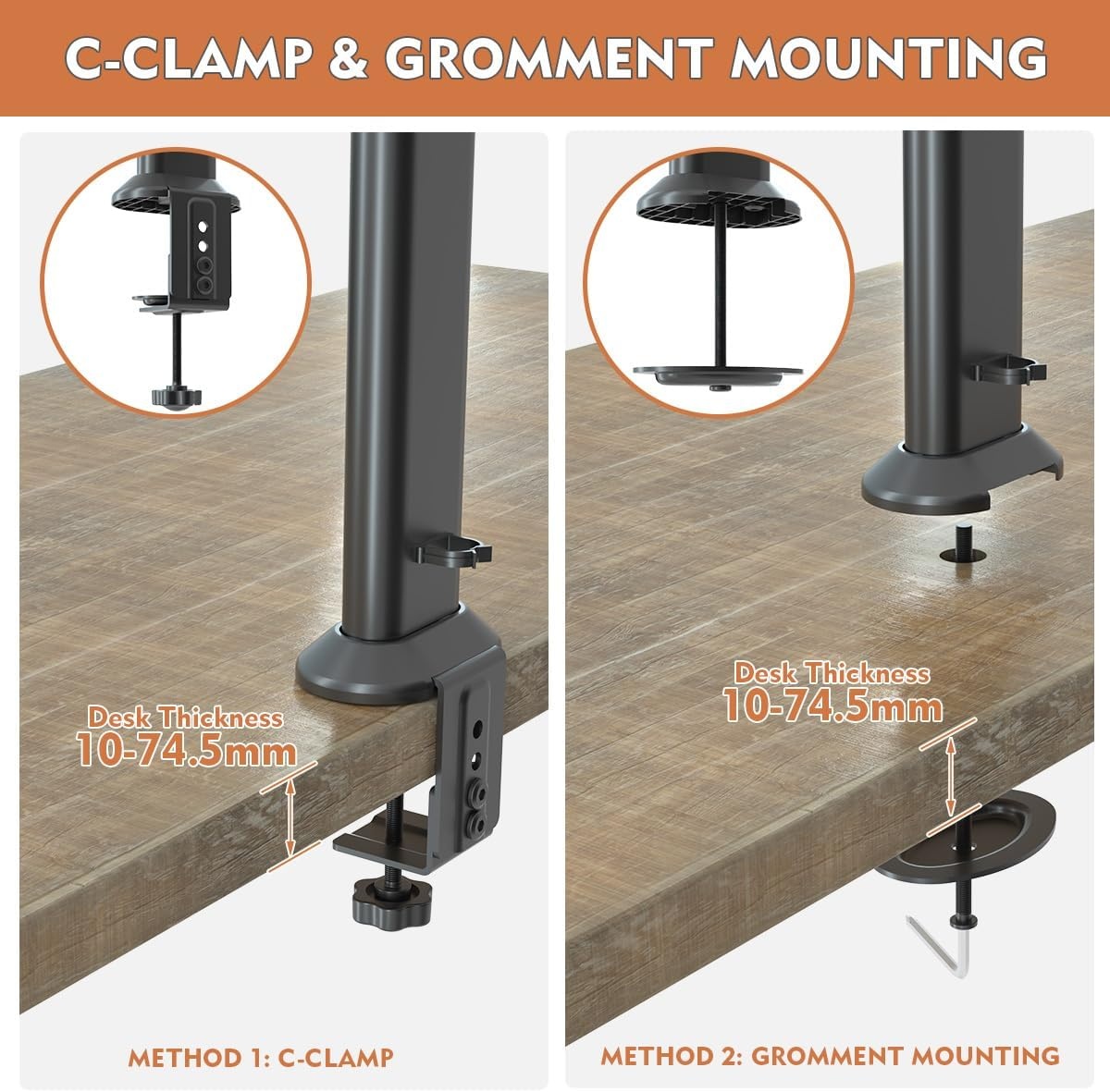image:imageHEMUDU Single Desk Monitor Arm Mount Stand Fit for 13 inch to 32 inch Flat Curved Computer Screen with Swivel Height Adjustable RotationHolds up to 77lbs Black27 inch 42 inch