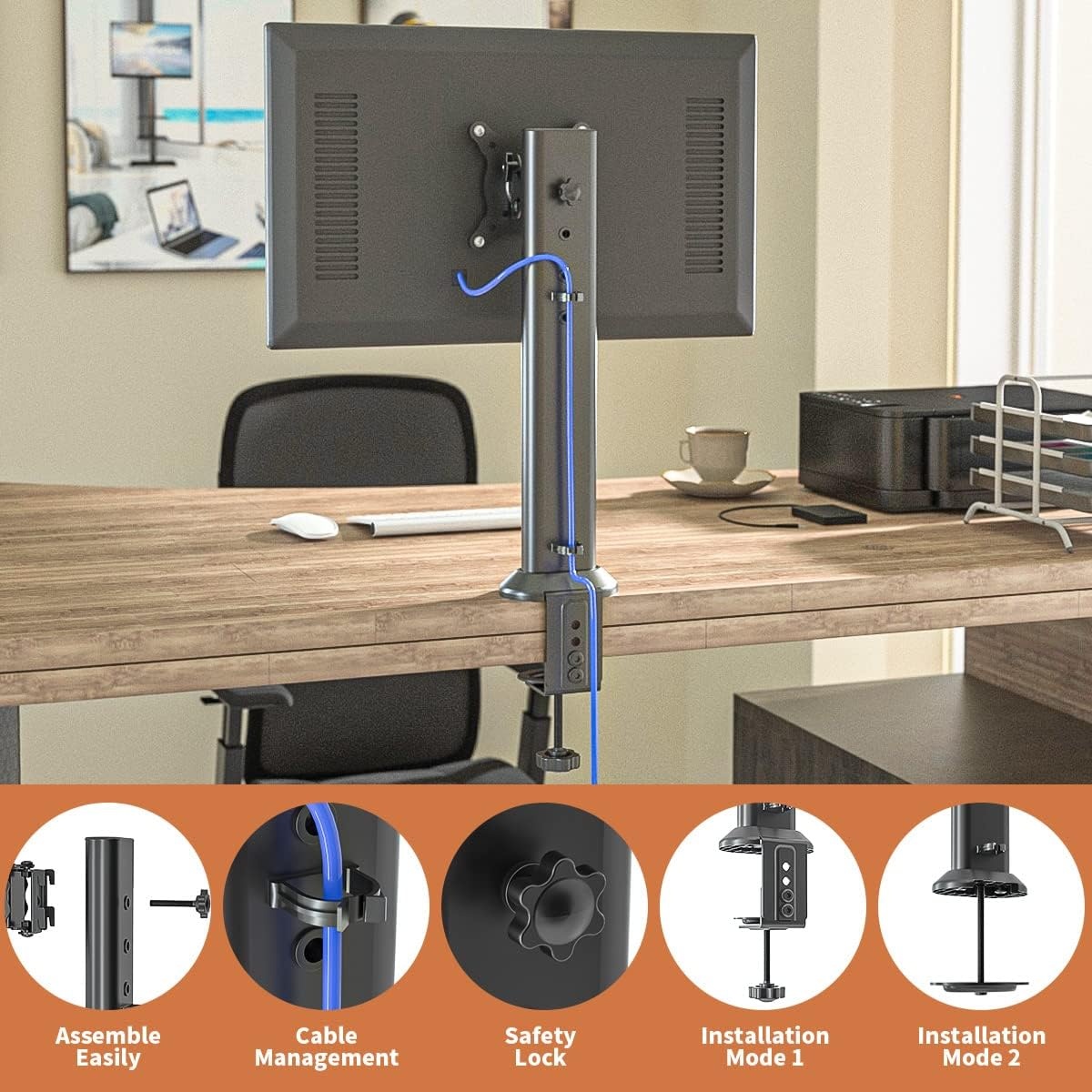 image:imageHEMUDU Single Desk Monitor Arm Mount Stand Fit for 13 inch to 32 inch Flat Curved Computer Screen with Swivel Height Adjustable RotationHolds up to 77lbs Black13 inch 32 inch
