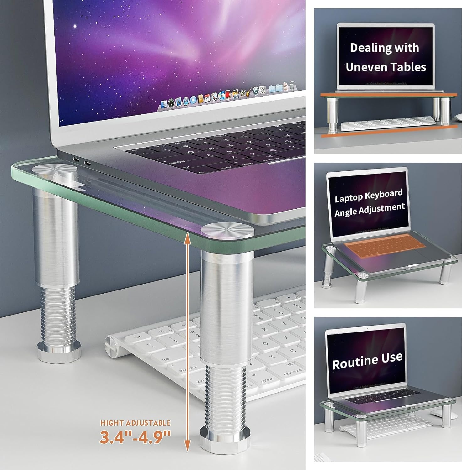image:imageHemudu 2 Pack Computer Monitor Stand Riser with Height Adjustable Multi Media Desktop Stand for Flat Screen LCD LED TV LaptopNotebookXbox One Black HD01B202Clear