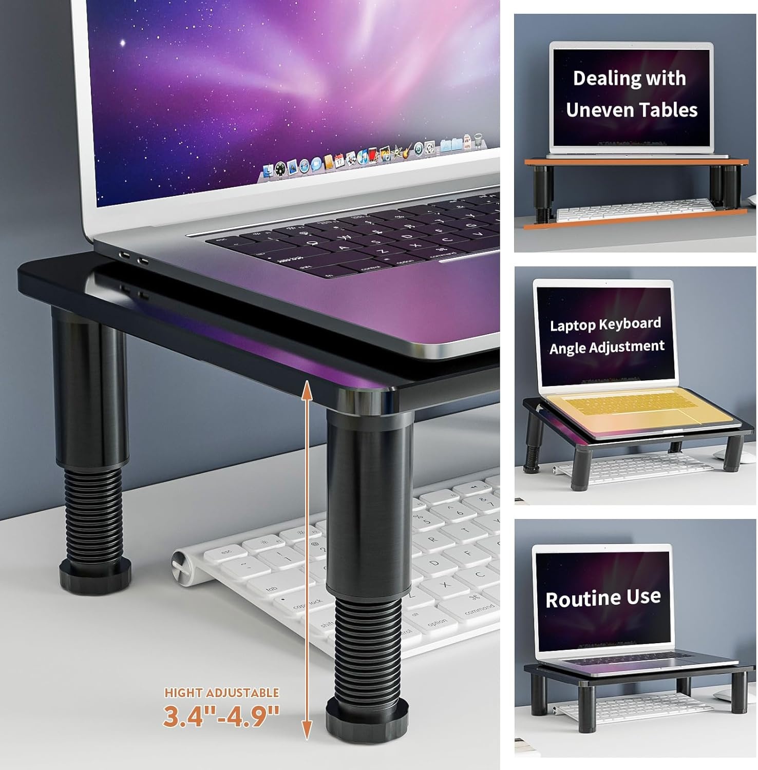 image:imageHemudu 2 Pack Computer Monitor Stand Riser with Height Adjustable Multi Media Desktop Stand for Flat Screen LCD LED TV LaptopNotebookXbox One Black HD01B202Black