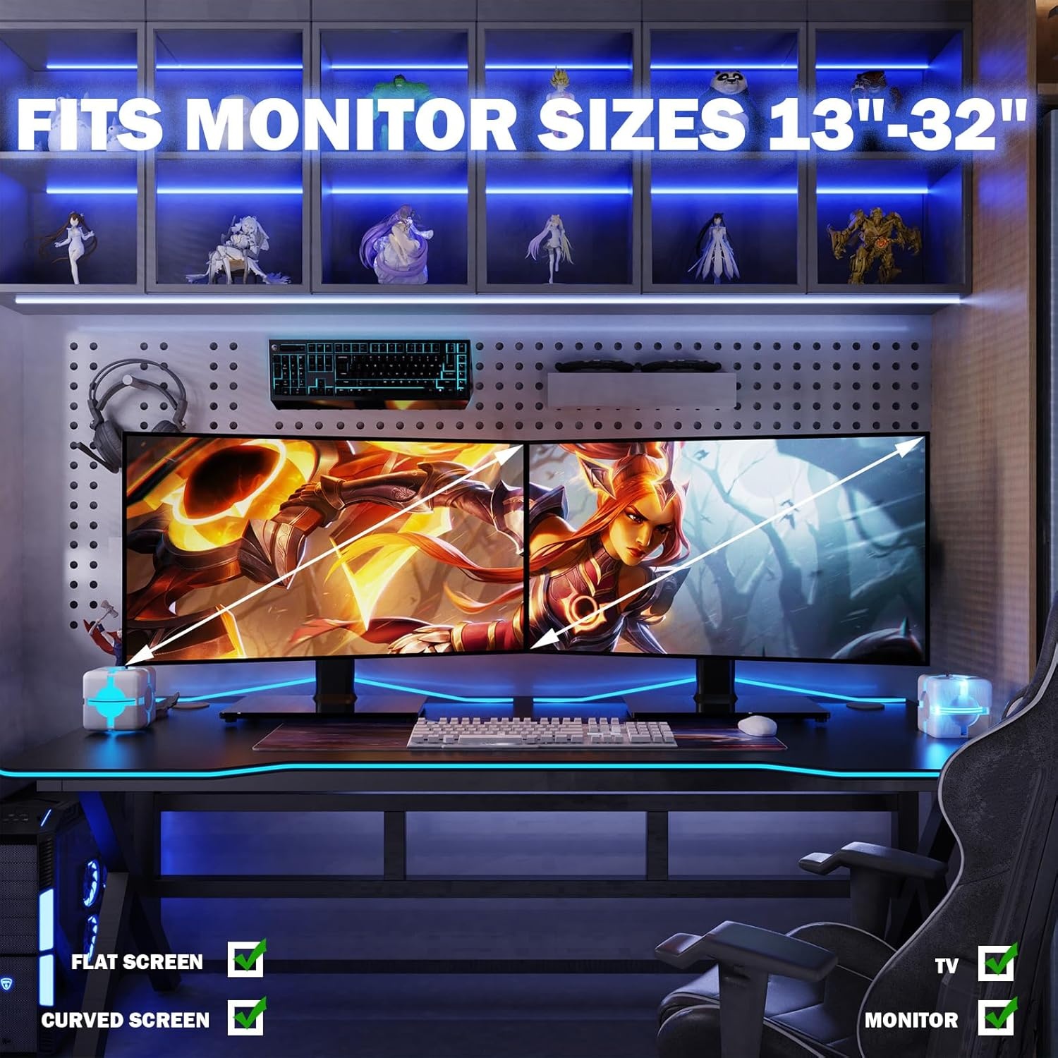 image:imageHemudu 2 Pack Single LCD Computer Monitor FreeStanding Desk Stand Riser for 13 inch to 32 inch Screen with Swivel Height Adjustable Rotation Holds One 1 Screen up to 77LbsHT05B201