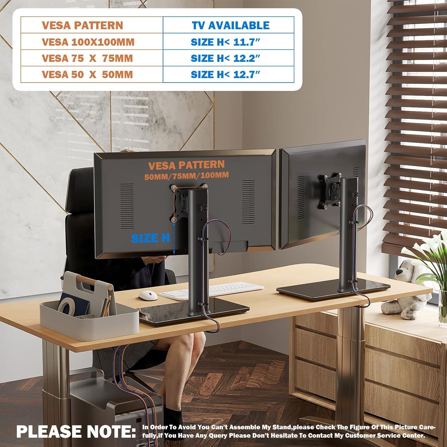 image:imageHemudu 2 Pack Single LCD Computer Monitor FreeStanding Desk Stand Riser for 13 inch to 32 inch Screen with Swivel Height Adjustable Rotation Holds One 1 Screen up to 77LbsHT05B201