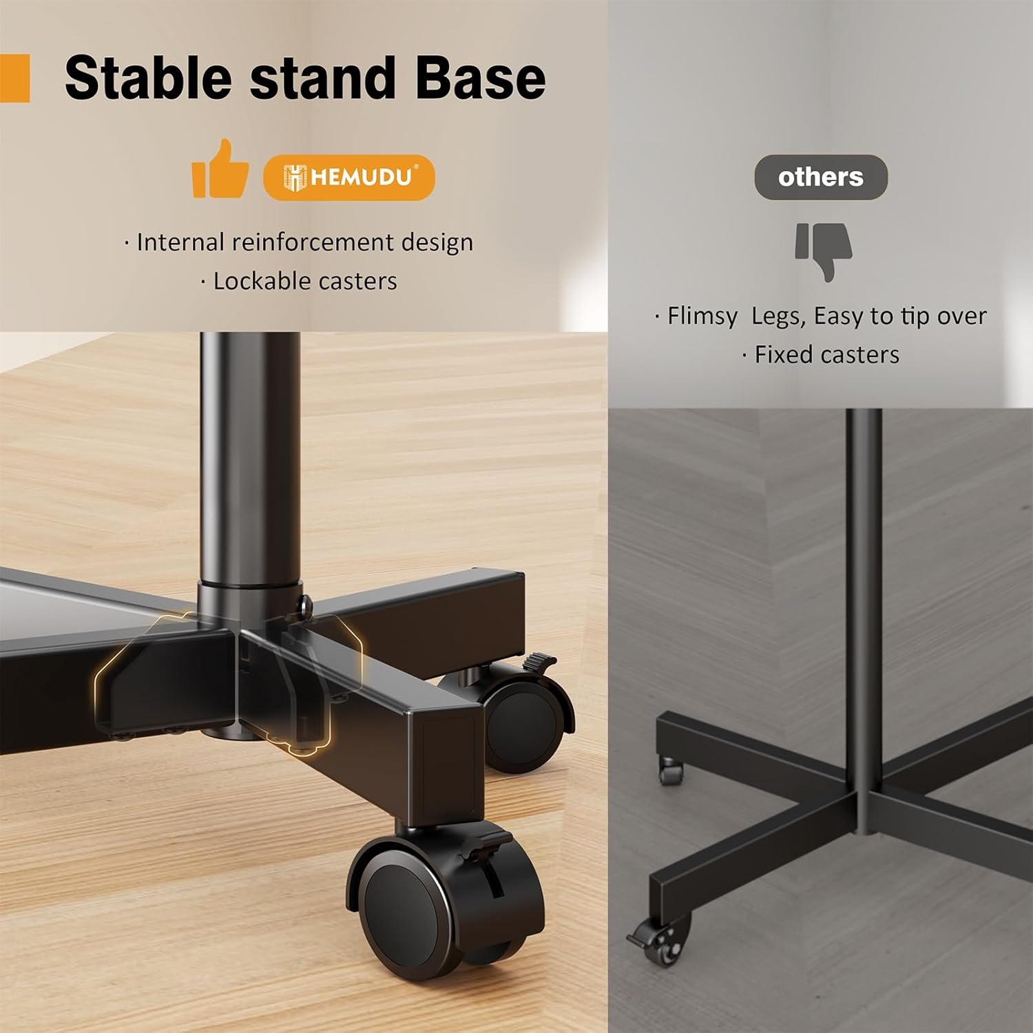 image:imageHemudu Mobile TV Stand for 2360 Inch LCD LED FlatCurved Screen TVs TV Cart Holds up to 77Lbs Rolling TV Stand with Tilt Height Adjustable Pole TV Floor Stand with Shelf Max VESA 400x400mm2360 FLOOR MOBILE TV STAND WITH WHEEL