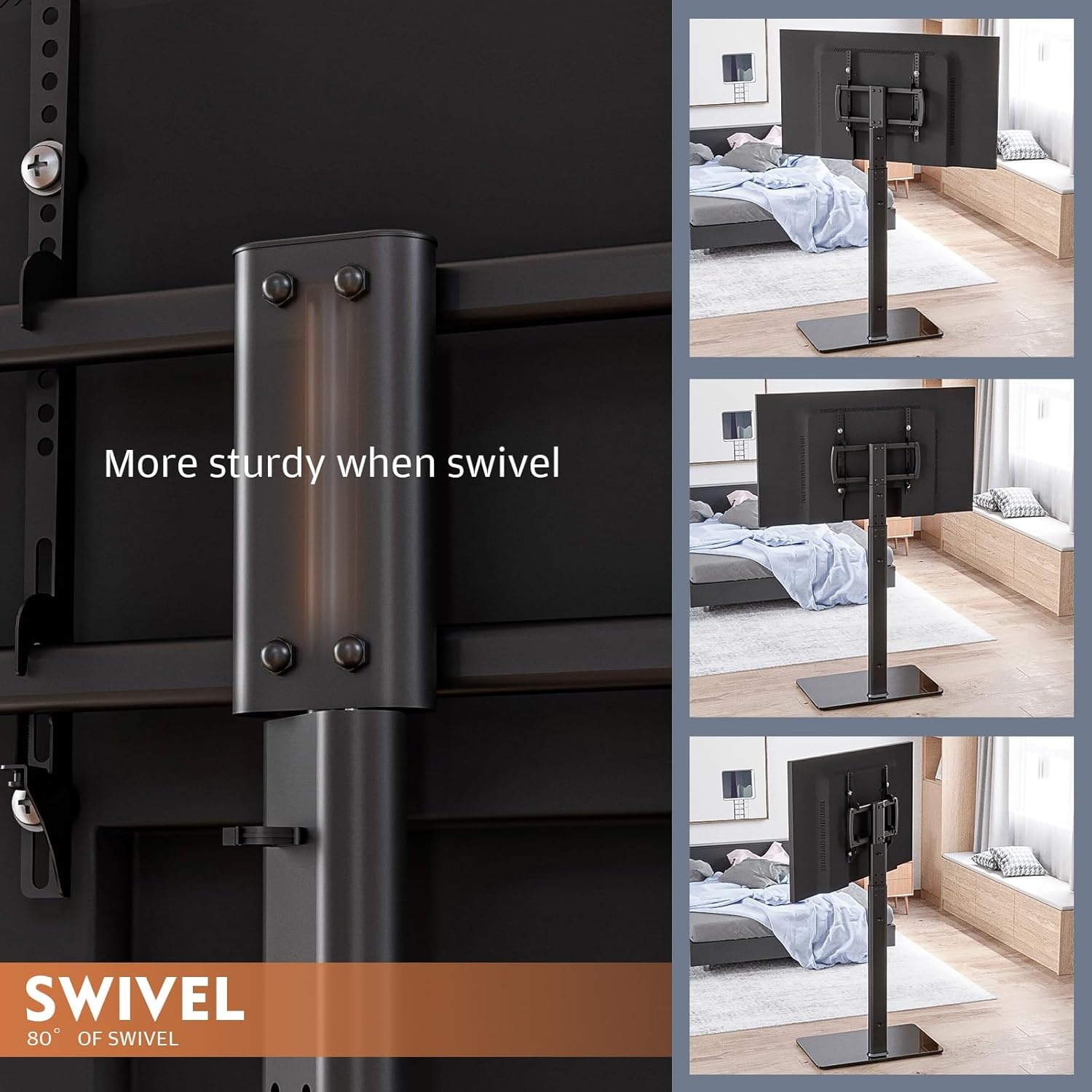 image:imageHemudu Mobile TV Stand for 2360 Inch LCD LED FlatCurved Screen TVs TV Cart Holds up to 77Lbs Rolling TV Stand with Tilt and Height Adjustable Pole TV Floor Stand with Wheels Max VESA 400x400mm2755 SWIVEL FLOOR TV STAND WITH MOUNT
