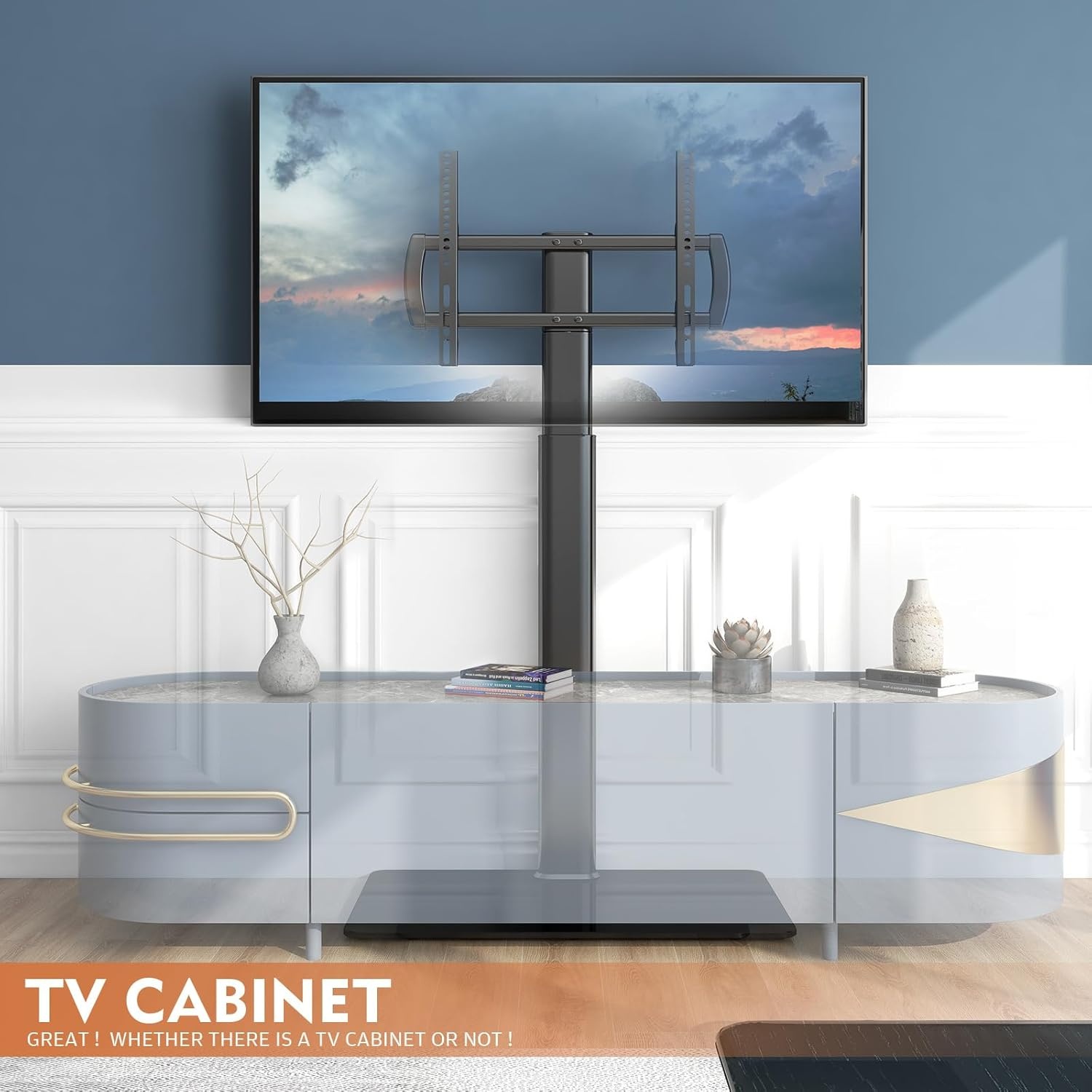 image:imageHemudu Mobile TV Stand for 2360 Inch LCD LED FlatCurved Screen TVs TV Cart Holds up to 77Lbs Rolling TV Stand with Tilt and Height Adjustable Pole TV Floor Stand with Wheels Max VESA 400x400mm2755 SWIVEL FLOOR TV STAND WITH MOUNT