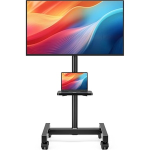 image:imageMobile TV Floor Stand for 1350 inch LCD LED FlatCurved Panel Screen TVs up to 44 lbs Height Adjustable TV Stand Mount with VESA 200x200 Portable TV Stand with Tilt Function HT1007BM1350 Swivel Floor Tv Stand With Shelf